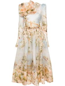 ZIMMERMANN robe mi-longue Lyrical à fleurs appliquées - Tons neutres