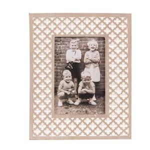 Clayre & Eef Fotolijst 10x15 cm Wit Bruin Hout Glas Rechthoek