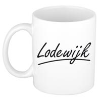 Lodewijk Naam koffiemok - beker - met sierlijke letters - wit - 300 ml - Cadeau - Heren