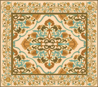 Mandala beige ontwerp vinyl tapijt eetkamer