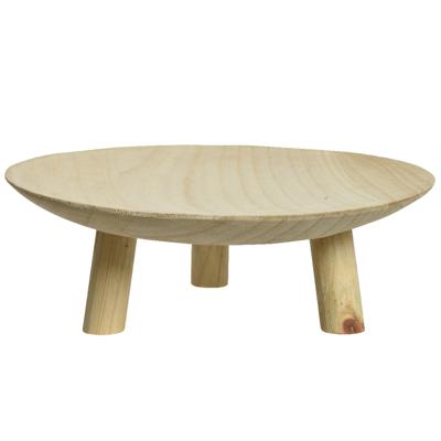 Decoris Fruitschaal - op voet - paulownia hout - 30 x 10 cm - stijlvolle fruitmand