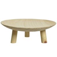 Decoris Fruitschaal - op voet - paulownia hout - 30 x 10 cm - stijlvolle fruitmand