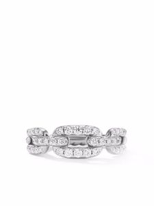 David Yurman bague Stax Chain Link en or blanc 18ct pavée de diamants (7 mm) - Argent