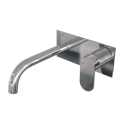 Inbouw Wastafelmengkraan Brauer Chrome Edition Coldstart Gebogen Uitloop Platte Hendel Rechts Chroom Met Afdekplaat
