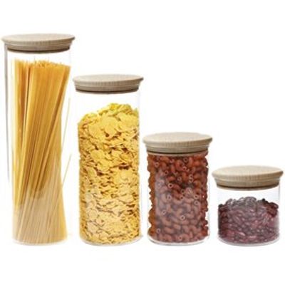 Voorraadpot Glas met Beukenhouten