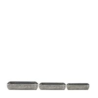 DKNC - Plantenbakken Ravenna - Metaal - Plastic - 58x19x11.5 cm - Set van 3 - Zilver - thumbnail