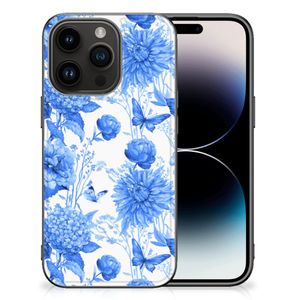 Bloemen Hoesje voor iPhone 15 Pro Flowers Blue