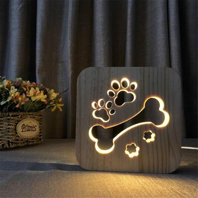 Creatieve vorm houten nacht lamp slaapkamer decoratie warm licht LED (botten)