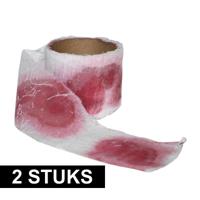 Bloederig verband 94 cm - 2x - Verbandrollen met bloed - Halloween/horror decoratie