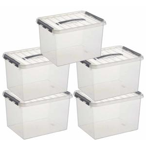 8x sunware q-line opberg box/opbergdoos - 22 liter - 40 x 30 x 26 cm - kunststof - transparant