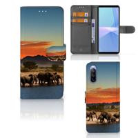 Sony Xperia 10 III | Telefoonhoesje | Met pasjeshouder | Olifanten