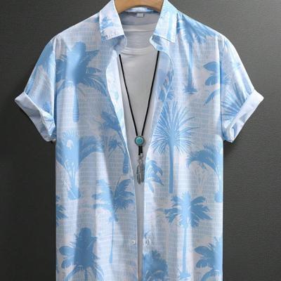 Men's Tropical Floral Print Short Sleeve Casual Button Front Shirt Multicolor-2 / L