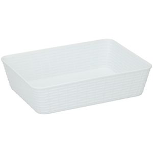12x Kunststof opbergmandjes wit 25 x 19 x 6 cm