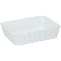 12x Kunststof opbergmandjes wit 25 x 19 x 6 cm