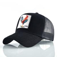 Katoenen geborduurde dierlijke Baseballcap (zwarte pik)