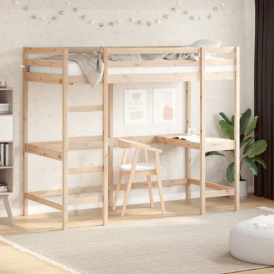Hoogslaper met bureau massief grenenhout 90x190 cm