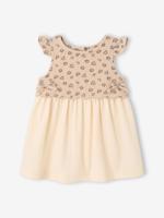 Jurk voor babymeisjes van twee materialen vanille