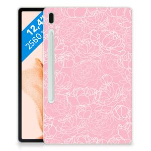 Samsung Galaxy Tab S7FE Siliconen Hoesje White Flowers