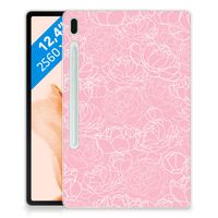 Samsung Galaxy Tab S7FE Siliconen Hoesje White Flowers