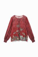 Viscose blouse met vlinders - RED - L