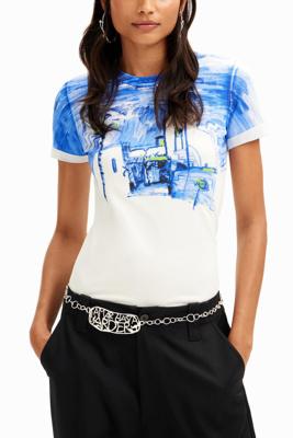 T-shirt mediterraan landschap - BLUE - M