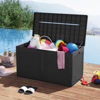 380 L Tuinbox met Wielen Waterdichte Kussenbox incl. Deksel Opbergbox Zwart 380 L Tuinbox met Wielen Waterdichte Kussenbox incl. Deksel Opbergbox Zwart