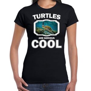 Dieren zee schildpad t-shirt zwart dames - turtles are cool shirt