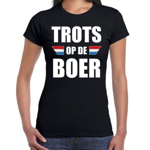 Boerenprotest shirt Trots op de boer t-shirt zwart dames