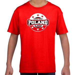 Have fear Poland is here / Polen supporter t-shirt rood voor kids