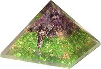 Orgonite Piramide Peridoot/ Amethist - Engel - (70 mm) - thumbnail