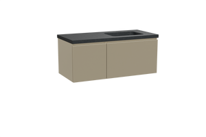 Balmani Sfera zwevend badmeubel 120 x 55 cm dune met Napoli asymmetrisch rechtse wastafel in zwart graniet