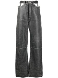 Manokhi pantalon ample en cuir à découpes - Gris