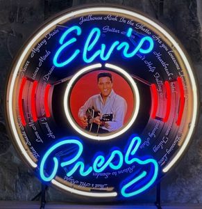 Elvis Presley Records Neon Verlichting Met Achterplaat 65 x 65 cm