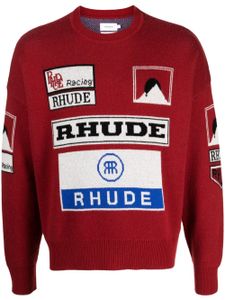 RHUDE pull Ayrton en maille intarsia - Rouge