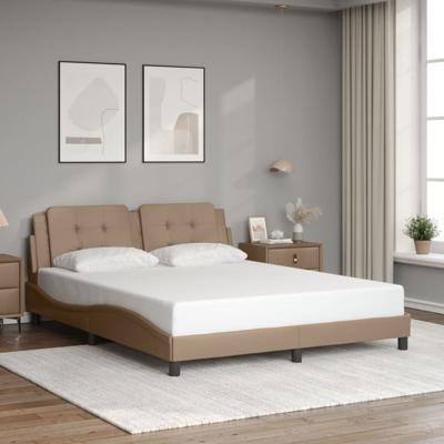 Bedframe met hoofdbord kunstleer cappuccinokleurig 160x200 cm