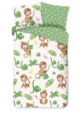 Good Morning Kinderdekbedovertrek "apen en bladeren" - Groen - (140x200/220 cm) - Katoen Good Morning Kinderdekbedovertrek "apen en bladeren" - Groen - (140x200/220 cm) - Katoen