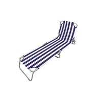 Marbueno Ligstoel Opvouwbaar Staal Strepen Blauw en Wit Strand en Zwembad 187x55x24 cm 10020