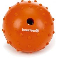 Rubber bal massief met bel hondenspeeltje oranje 7 cm - thumbnail