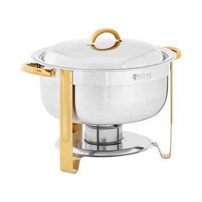 Chafing Dish - rond - gouden accenten - 4,5 L - 1 Brandstofcel - Royal Catering
