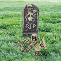 Horror tuin decoratie set kerkhof met grafsteen en bloederige botten - Feestdecoratievoorwerp - thumbnail