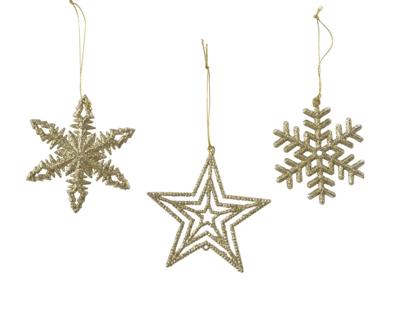 10 stuks! Hanger plastic lintje licht goud - Decoris