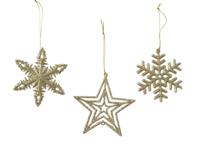 10 stuks! Hanger plastic lintje licht goud - Decoris