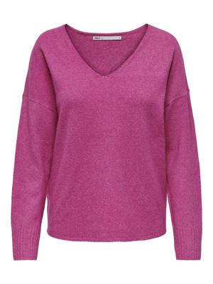 Only Onlrica Life L/s V-neck Pullo Knt Noos Trui Raspberry Rose Melange