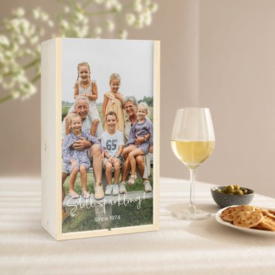 Luxe wijnkist bedrukken - 2 vaks - Chromaluxe