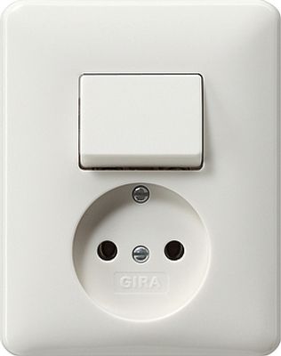 Gira combinatie met wisselschakelaar en wandcontactdoos zonder randaarde zuiverwit mat
