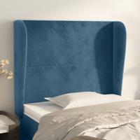 Hoofdbord met randen 83x23x118/128 cm fluweel donkerblauw