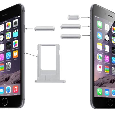 Originele kaart lade & Volume controle sleutel & scherm Lock toets & Mute Switch Vibrator toets Kit voor iPhone 6(Silver)