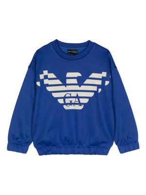 Emporio Armani Kids sweat imprimé à col rond - Bleu