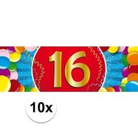 10x 16 Jaar leeftijd stickers verjaardag versiering   - - thumbnail