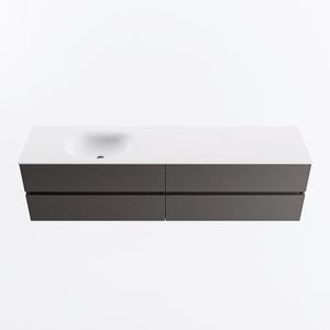 MONDIAZ VICA 190cm badmeubel onderkast Dark Grey 4 lades. Wastafel MOON links zonder kraangat, kleur Talc.